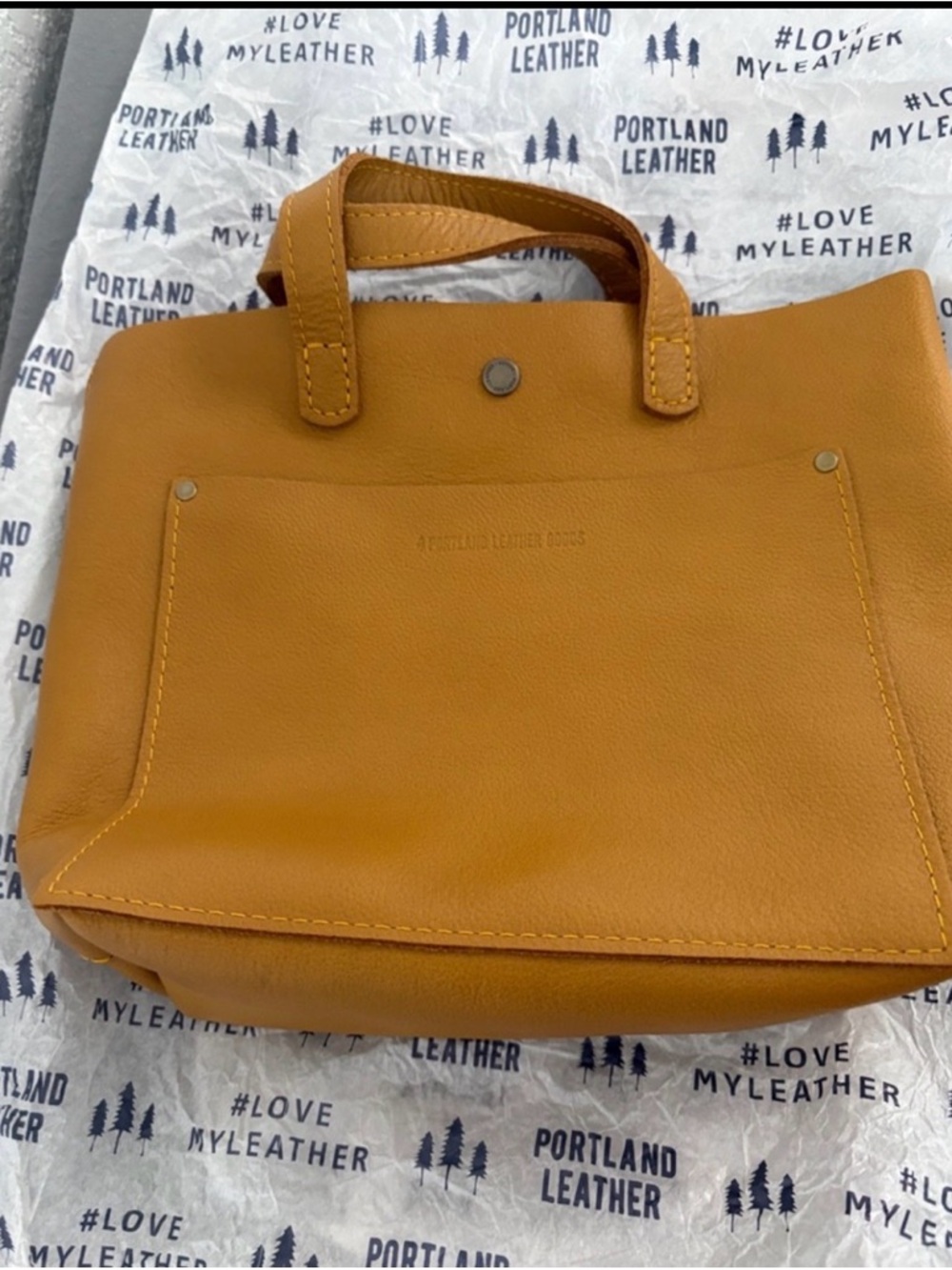 Portland Leather mango Pebbled mini crossbody tote 🦄
